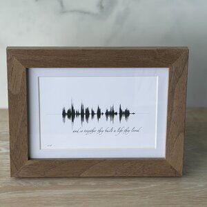 NEW And So Together Soundwave Framed Wall Art 5x7in Black White Modern Rustic